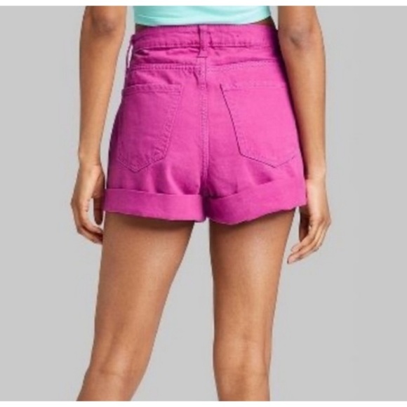 WILD FABLE HOT PINK HIGH RISE DENIM SHORTS SIZE 4 - Picture 3 of 11